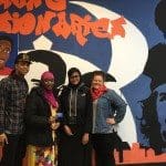 Left to Right: Poet & activist, Jerrell Davis and Rainier Beach High School students Mariam Bayo and Efra Abzir and Rainier Beach High School Social worker, Chelsea Gallegos