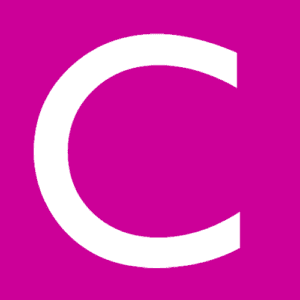 The image is a simple logo with a bright magenta background. In the center, there is a large, bold, white letter “C” taking up most of the space. The design is minimalistic and clean, with the strong contrast between the white letter and the magenta background making the “C” highly visible. 