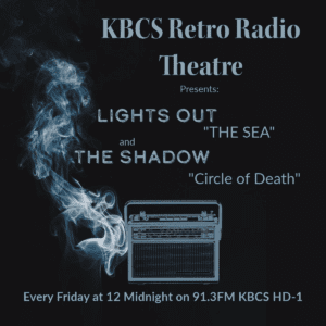 KBCS Retro Radio Theatre with vintage radio exuding ghostly smoke.