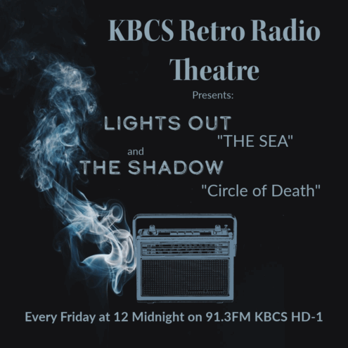 KBCS Retro Radio Theatre with vintage radio exuding ghostly smoke.