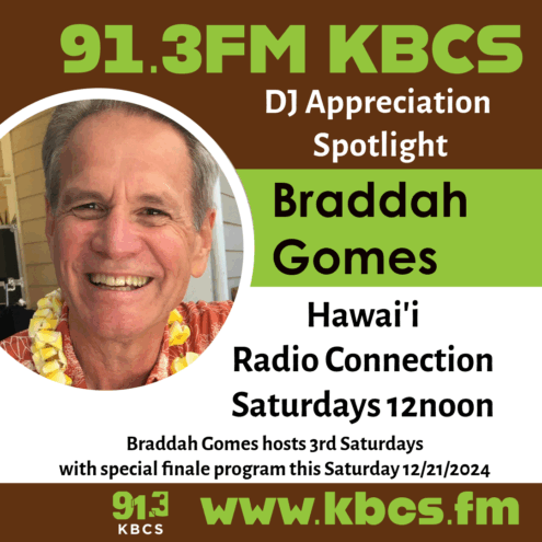 brown green white profile image with pic of Braddah Gomes and info