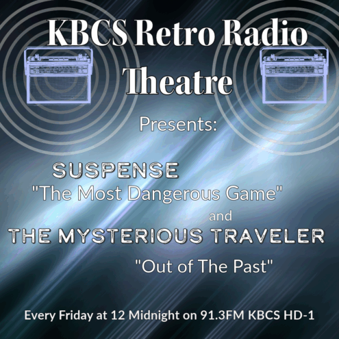 KBCS Retro Radio Theatre with vintage radios exuding ghostly light.