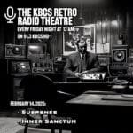 black and white photo of a gangster in a radio studio