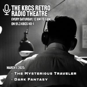 black and white photo of a gangster in a radio studio
