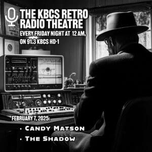 black and white photo of a gangster in a radio studio