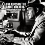 black and white photo of a gangster in a radio studio