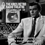 black and white photo of a gangster in a radio studio