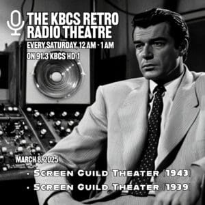 black and white photo of a gangster in a radio studio