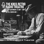 black and white photo of a gangster in a radio studio