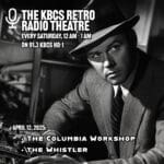 black and white photo of a gangster in a radio studio