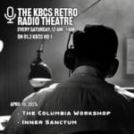 black and white photo of a gangster in a radio studio