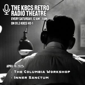 black and white photo of a gangster in a radio studio