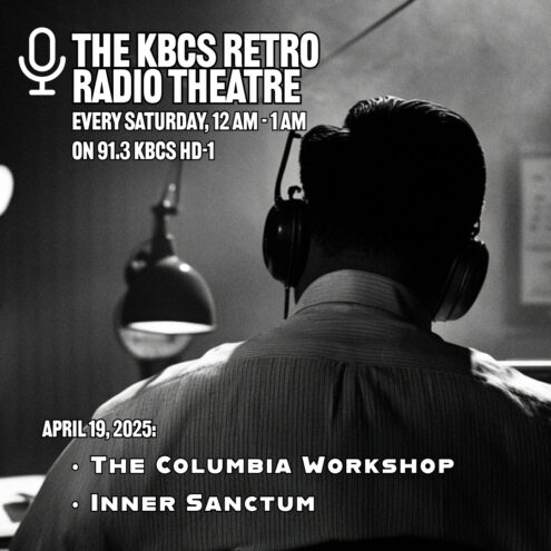 black and white photo of a gangster in a radio studio