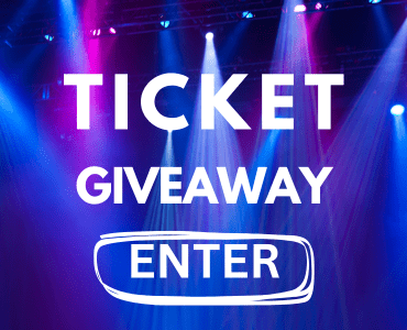 Colorful stage lights illuminate text reading 'Ticket Giveaway' with 'Enter' in a circled box.