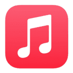 Apple Music icon in pink with a white sheet music note in the center.