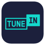 Tune In Logo with dark blue background, rounded corners, and light blue text.