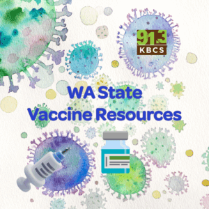 vaccine water color graphic with WA State VAccine Resources