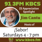 Jim Cantu - KBCS DJ logo brown and green with text
