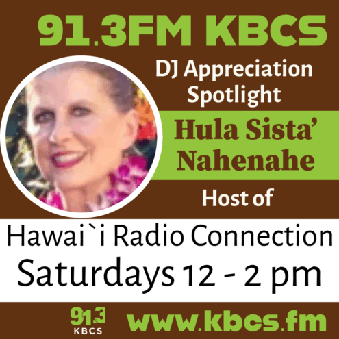 Nahenahe headshot - KBCS DJ logo brown and green with text