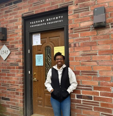 Parent educator Jharman Lightner at Victory Heights Coop Preschool.